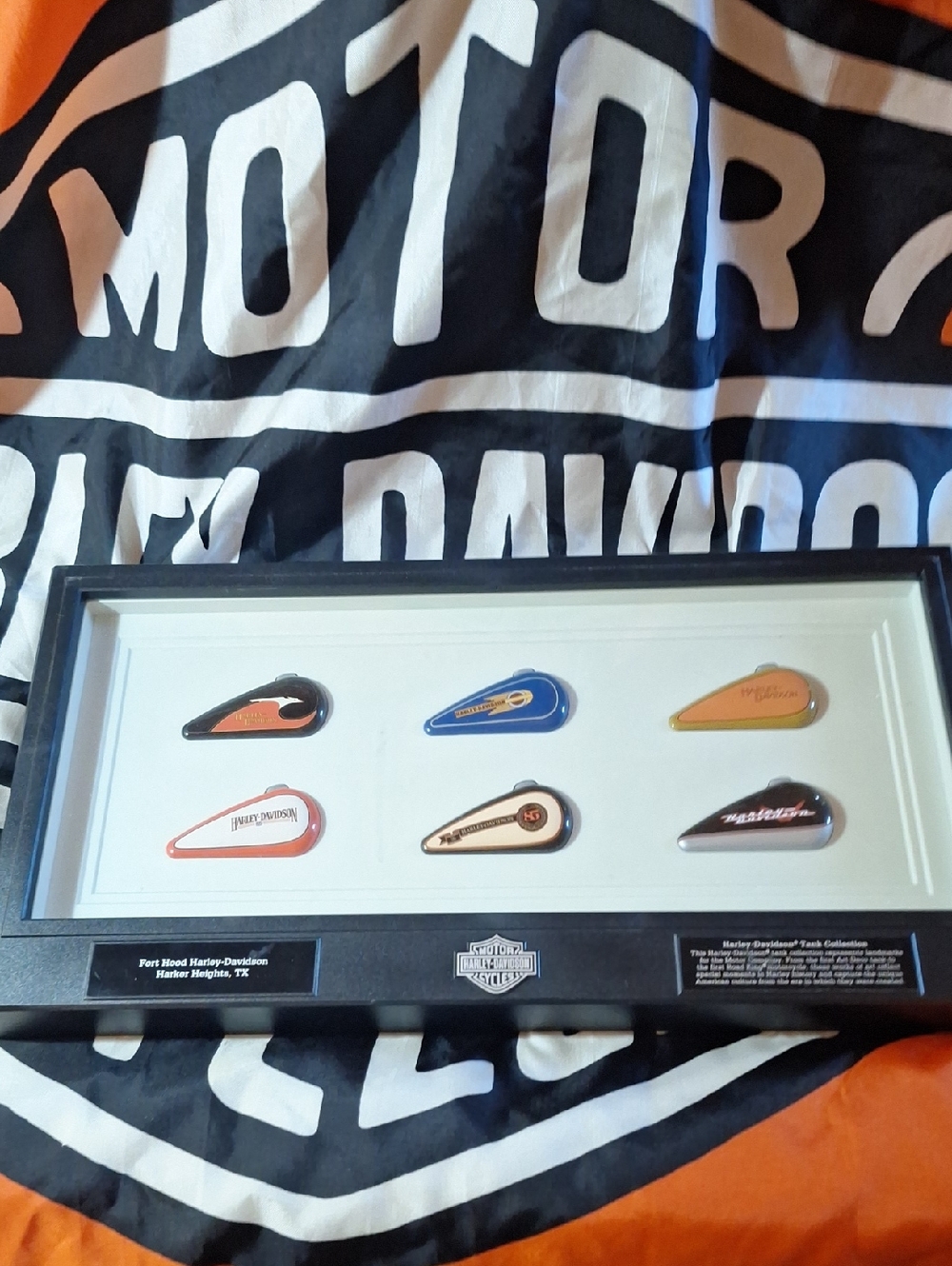Harley-Davidson Framed Pin Set - Orange, Black, Blue, White